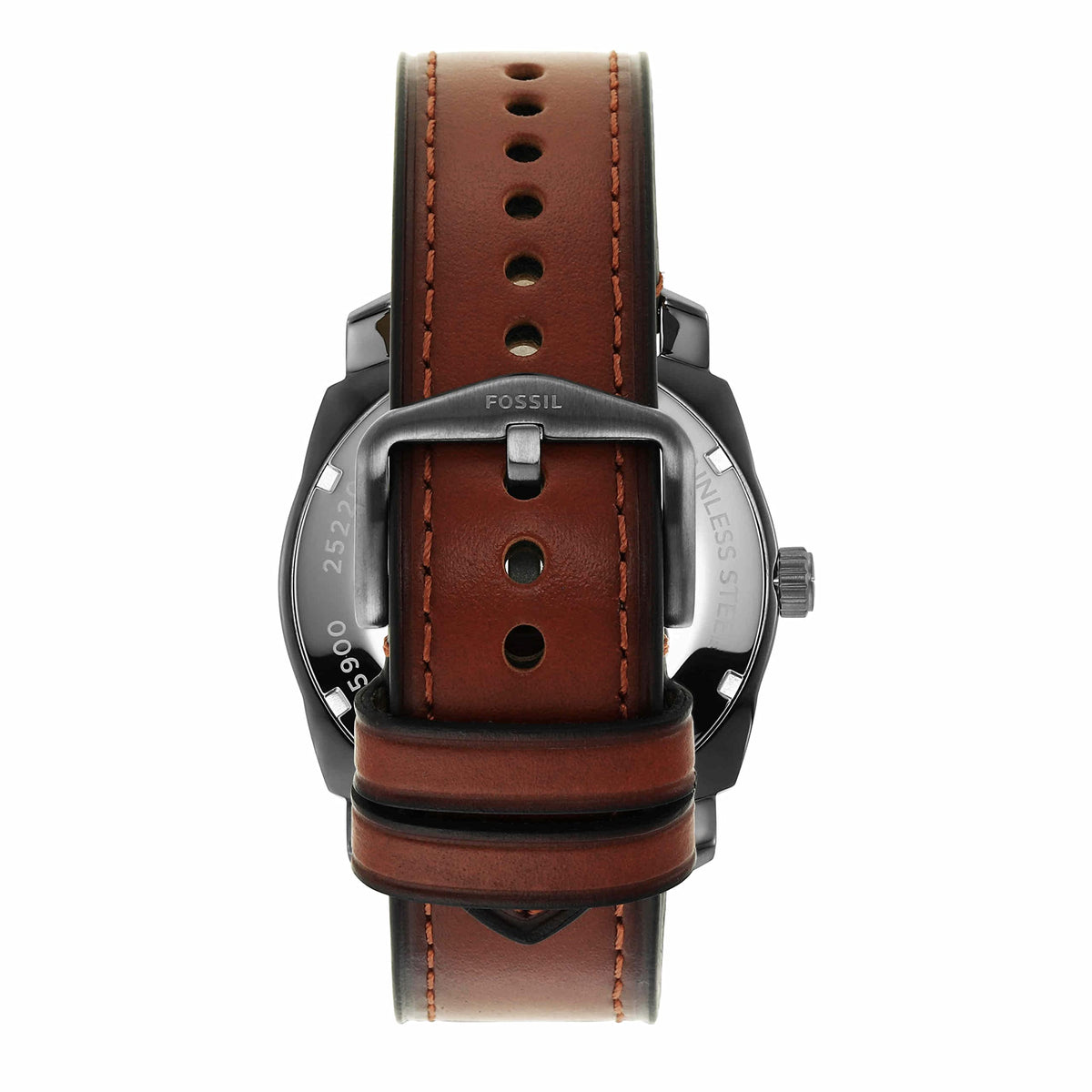 Fossil Leather Machine Analog Gray Dial Men's Watch-Fs5900, Band Color:Brown, Dial_Grey
