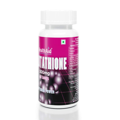 HealthAid L-Glutathione 500mg with Vitamin C For Glowing & Radiant Skin| Supplement for Glowing Skin, Anti Aging & helps improve detoxification | 60 tablets
