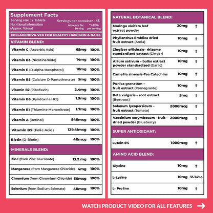 Carbamide Forte 100% Veg Collagen Builder, 90 Tablets | Plant Based Co- image 10