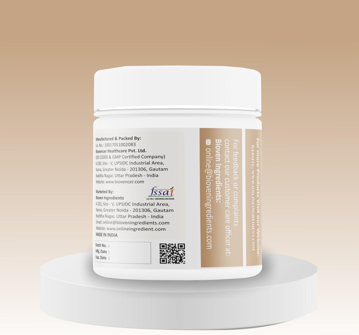 Bioven Ingredients Ferrous Fumarate Powder Food-Grade | Premium Mineral | Nutritional Enhancer & Fortification Agent for Bakery, Beverages, Cereals, Dairy & Processed Foods | 125 g