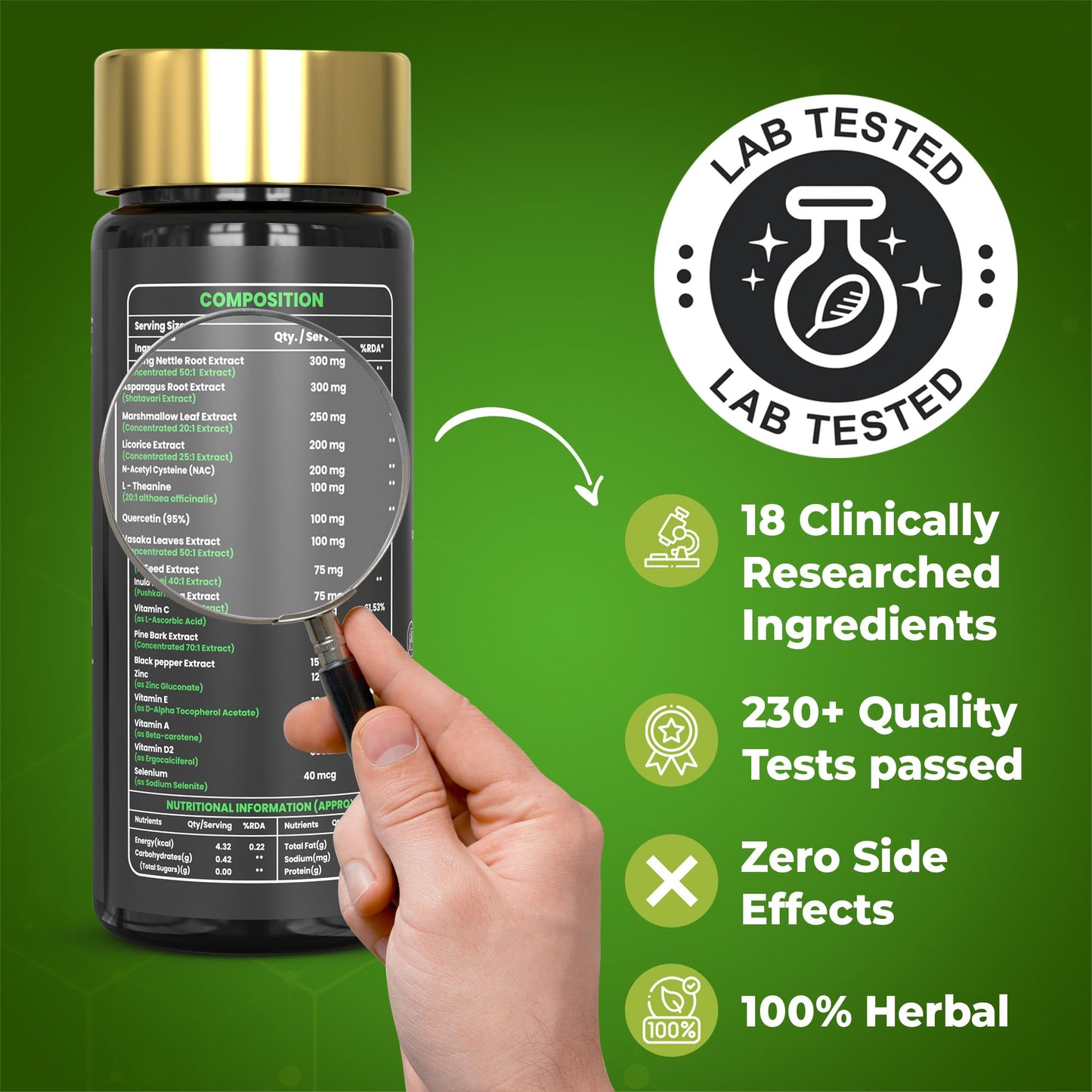 Healeo Lung Forte, 18-in-1 Lung Detox with Quercetin, NAC, Stinging Nettle, Vasaka - Lung Cleanse Supplement for Smokers - Removes Tar & Mucus from Lungs - Lab Tested - 60 Veg Tablets