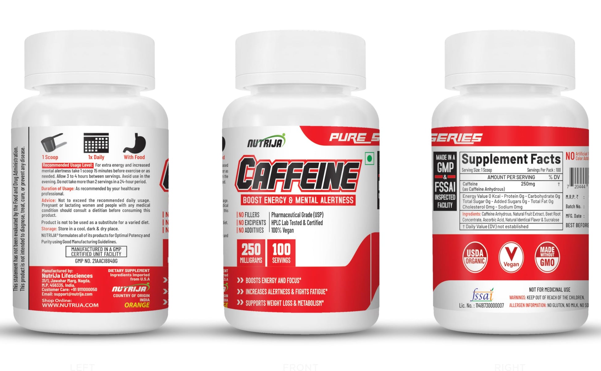 NutriJa Caffeine Powder Pre Workout Supplement - 100 Servings (Orange)- image 4