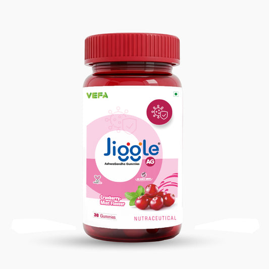 Jiggle AG Ashwagandha Gummies I Stress Relief Adoptogen Ashwagandha I Aswagandha Root Extract I Energy Boost I Immunity I Mood I No Added Sugar I Cranberry-Mint Flavour I 30 Gummies