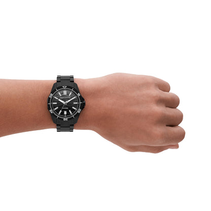 Armani Exchange Stainless Steel Analog Gray Dial Men Watch-Ax1952, Black Band