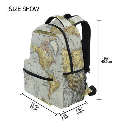 Nander Backpack Travel World Map Painting School Bookbags Shoulder Laptop Daypack College Bag for Womens Mens Boys Girls, World Map, 11.4x6.9x16in, Daypack Backpacks