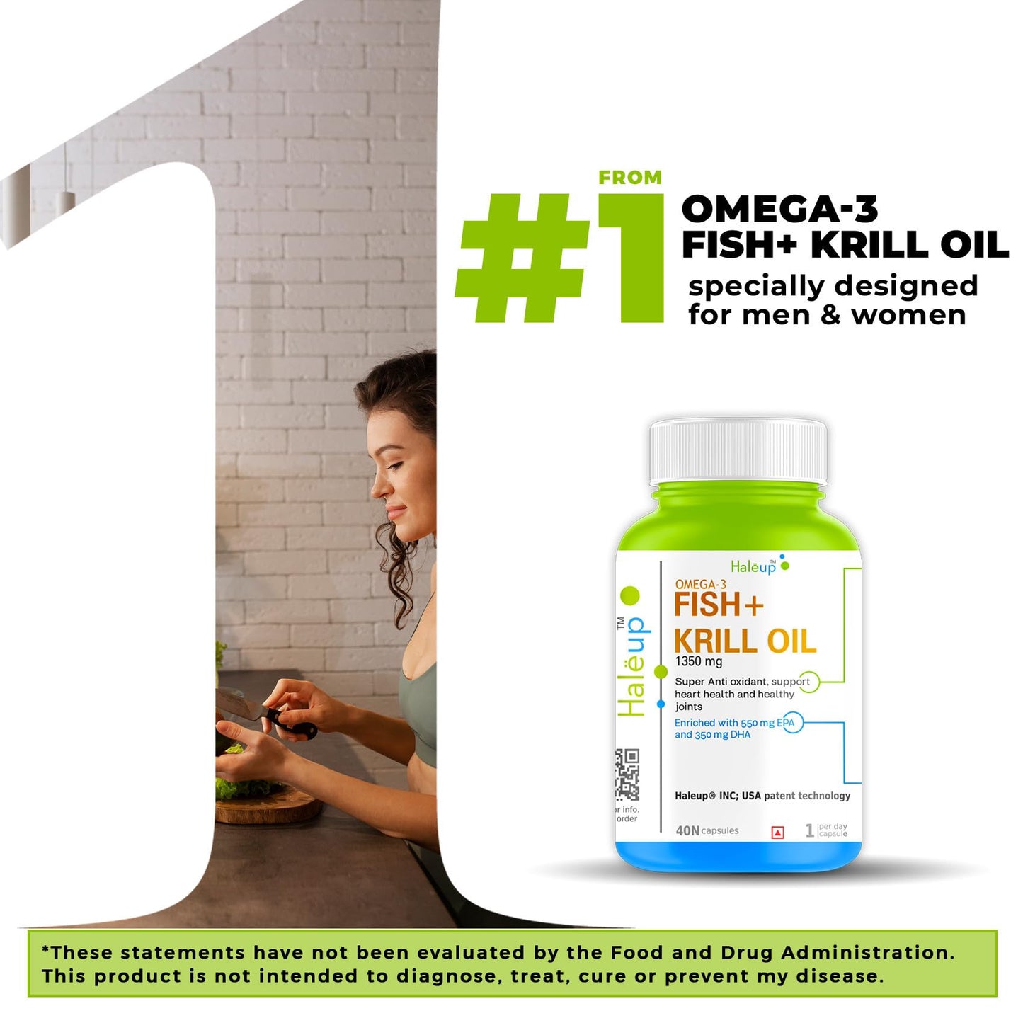 Haleup Fish Oil Softgel Capsules 1350 mg || Enriched with EPA/DHA || Healthy Heart || Brain|| Immunity
