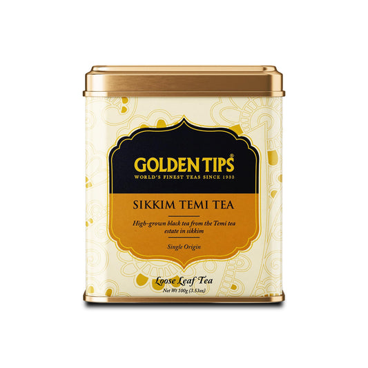Golden Tips Garden Fresh Loose Leaf Temi Sikkim Black Tea Tin Can (100 Gram, 40 cups)