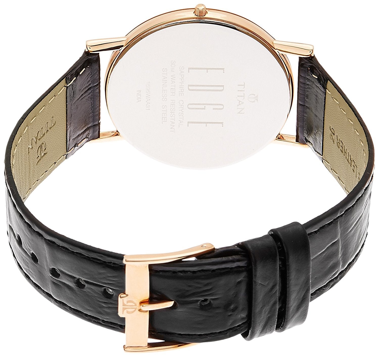 Titan Edge Quartz Analog White Dial Black Leather Strap Watch For Men -- image 5