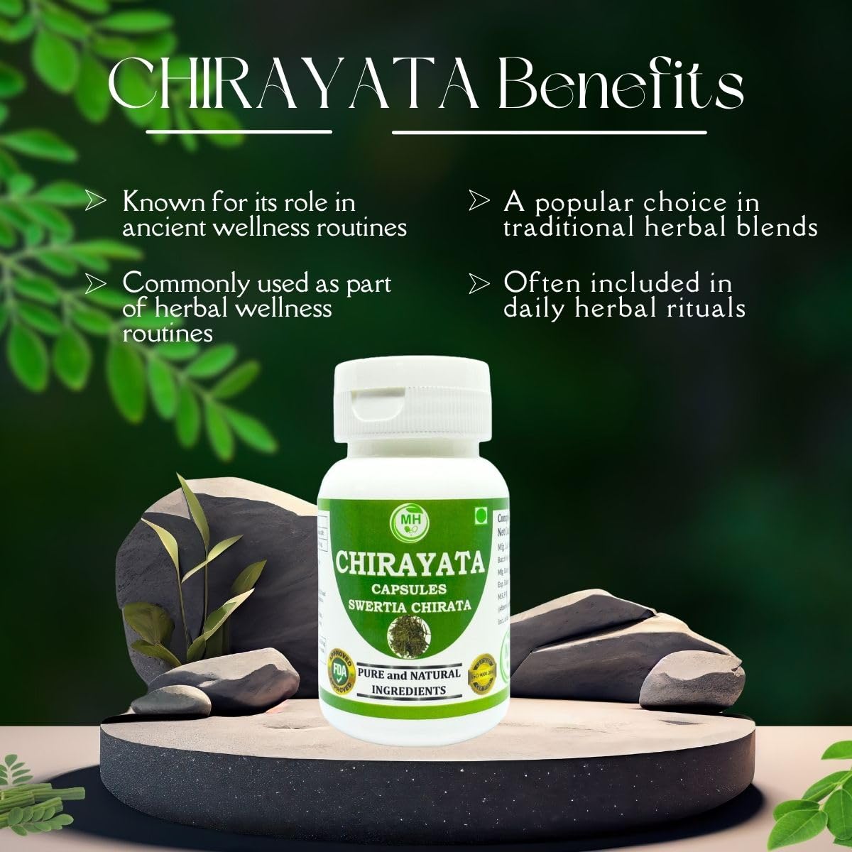 MORSAN HEALTHCARE Chirata herb capsules 500 mg – 60 Veg Capsules | Swertia Chirata Extract | Plant-Based Herbal Supplement | Vegan & Gluten-Free (PACK OF 1)