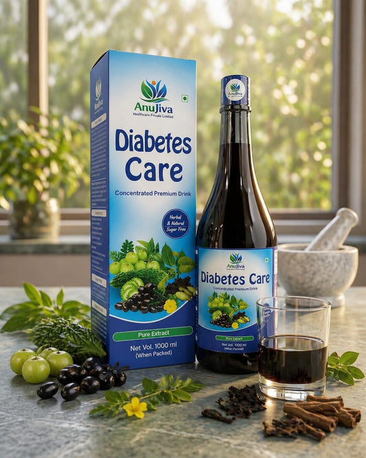 Anujiva Diabetes Care Concentrated Premium Herbal Drink | Natural & Sugar Free | Liquid Form | with Amla, Jamun Seed, Karela, Methi, Giloy, Neem, Moringa, Ginger, Gudmar | 1000ml