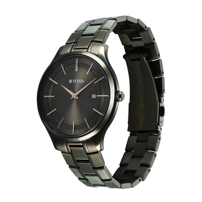 Titan Clasique Slim Quartz Analog with Date Brown Dial with Two Toned C- image 4