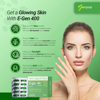 Genone E-gen Natura NATURAL Vitamin E Oil Capsule for Skin and Hair (50 Capsules)