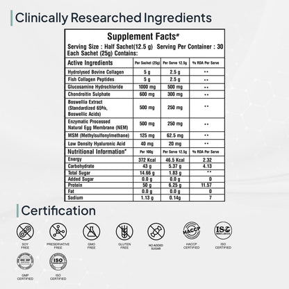 Miduty By Palak Notes Build Joints Back For Rheumatoid Arthritis Supplement - Collagen Peptides Natural Egg Membrane, Boswellia and Glucosamine - Joint Pain Relief Supplement - 15 Sachets