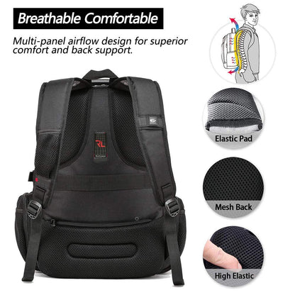 Red Lemon Swisslook Polyester Bange Series 40 to 45L 15.6-inch Laptop Bags Backpack for Men and Women Water-Resistant USB Anti Theft Travel Backpack -Black