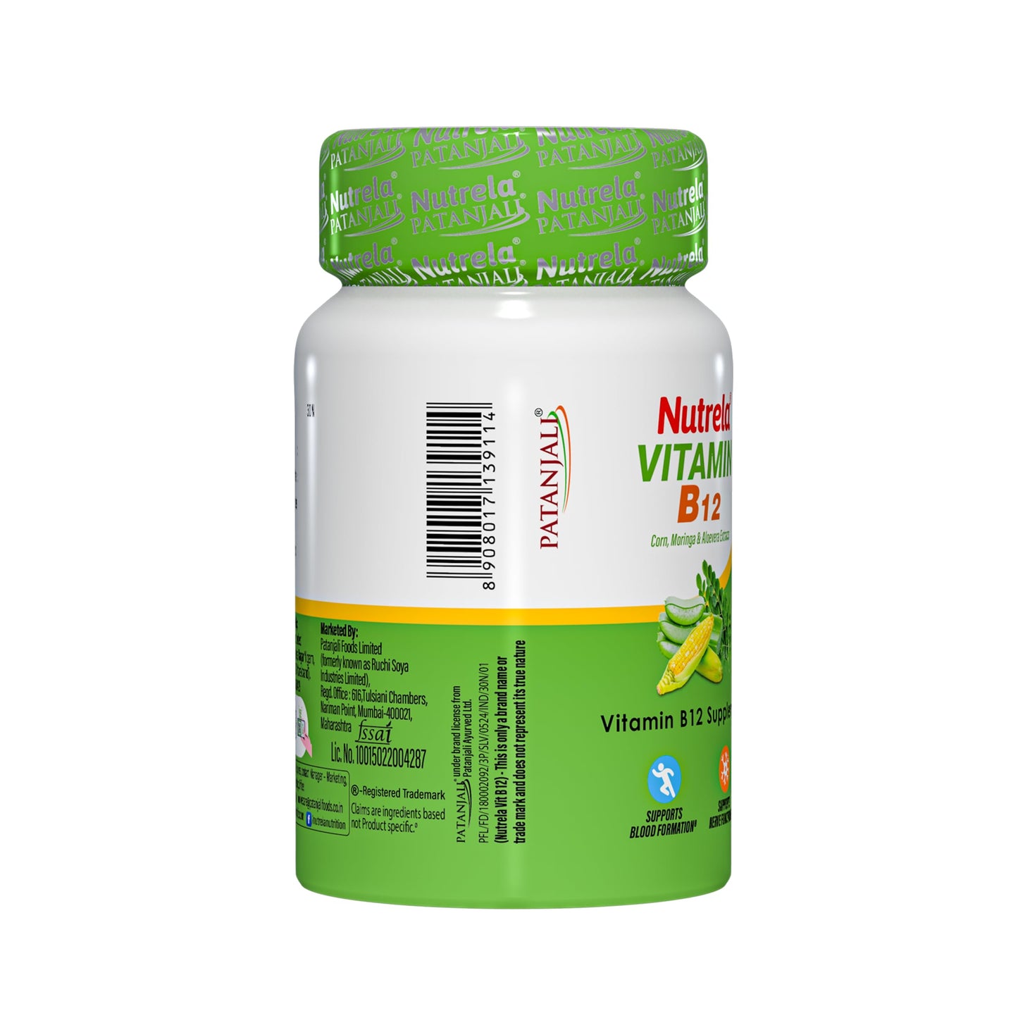 Nutrela Vitamin B12 Biofermented Plant Based Supplement for Men & Women with Moringa and Aloevera Extract - 30 Veg Capsules