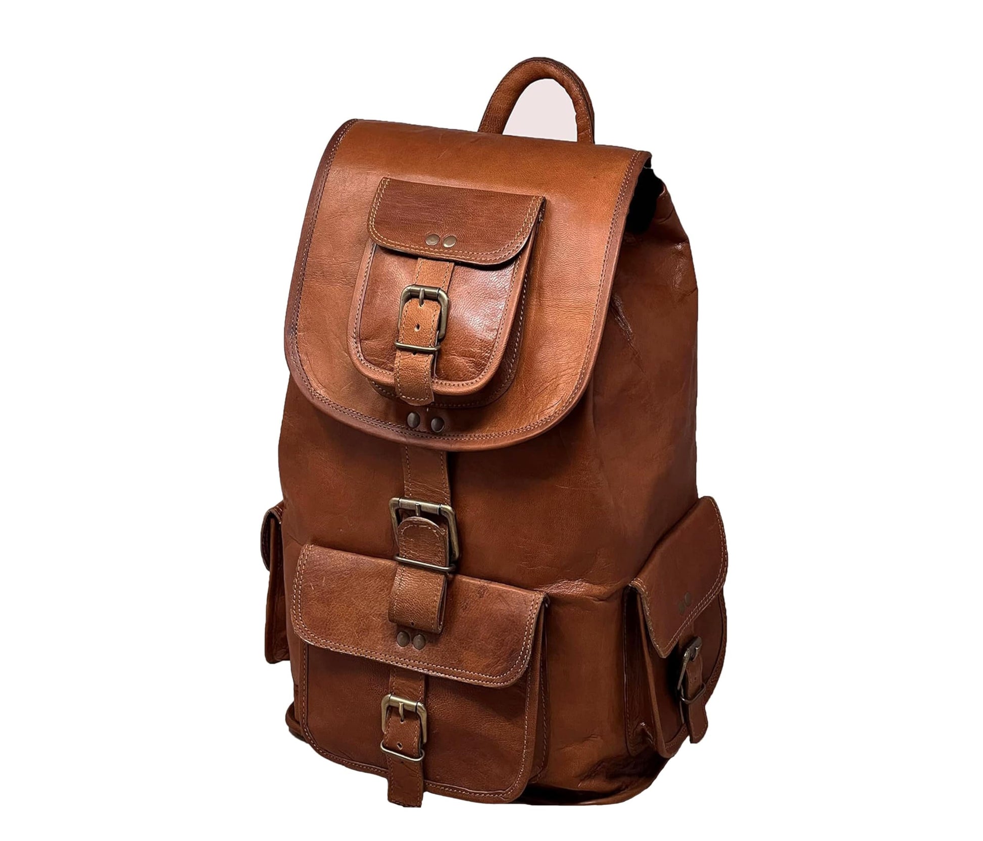 18" Leather Backpack Travel rucksack knapsack daypack College Bag for m- image 9