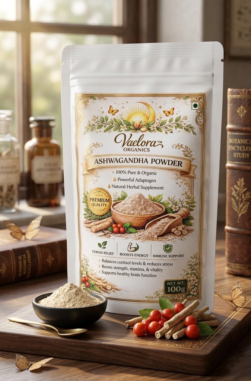 Vaelora Organics Herbal Health Powder Combo (Pack of 3) | Arjun Chal, Ashwagandha & Moringa Powder | 100% Pure & Natural | Immunity Booster, Energy & Wellness Support | Chemical-Free (100g Each)