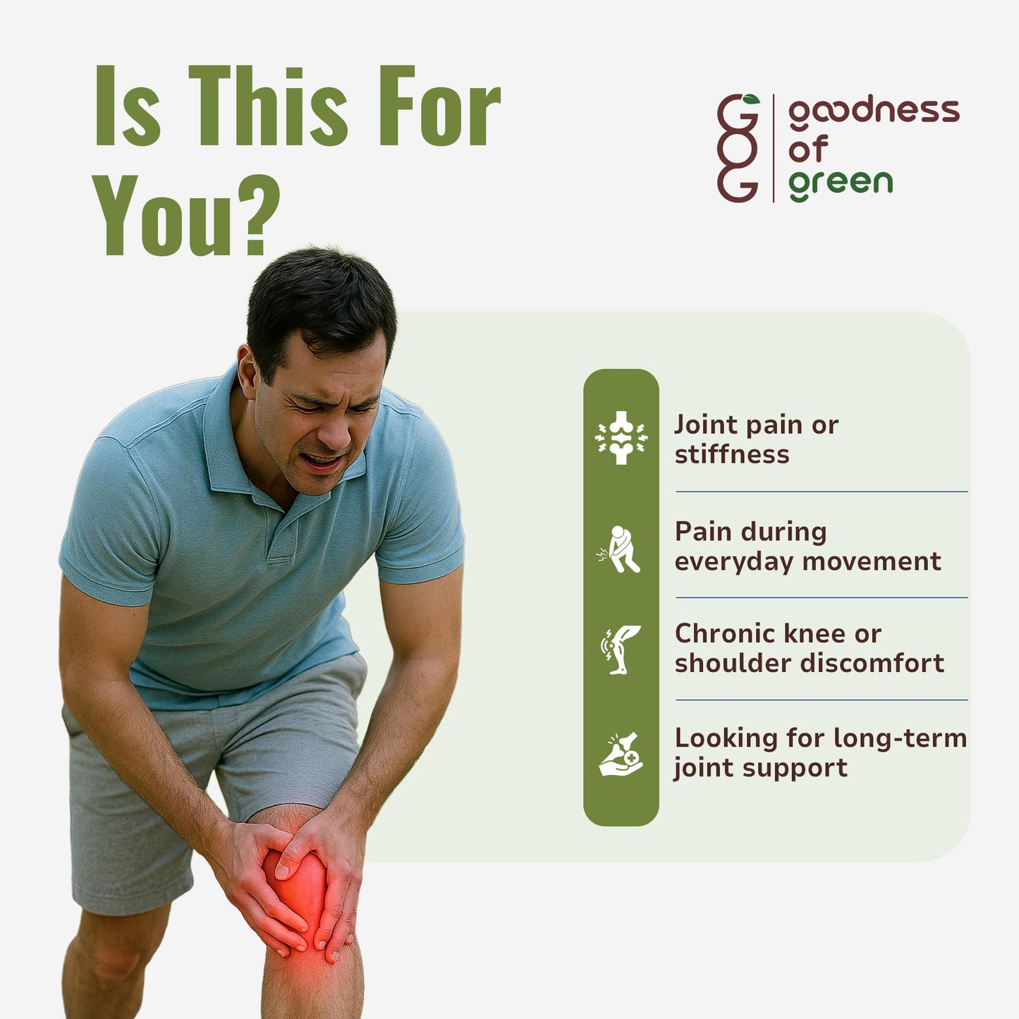 Goodness Of Green Joint Health Supplement, For Joint Support, Reduces Inflammation & Stiffness, Turmeric & Black Pepper Extract, Herbal Capsules Grown in Right Soil, 30 Veg Capsules