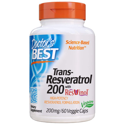 Doctor's Best, Trans-Resveratrol, 200 mg, 60 Veggie Caps