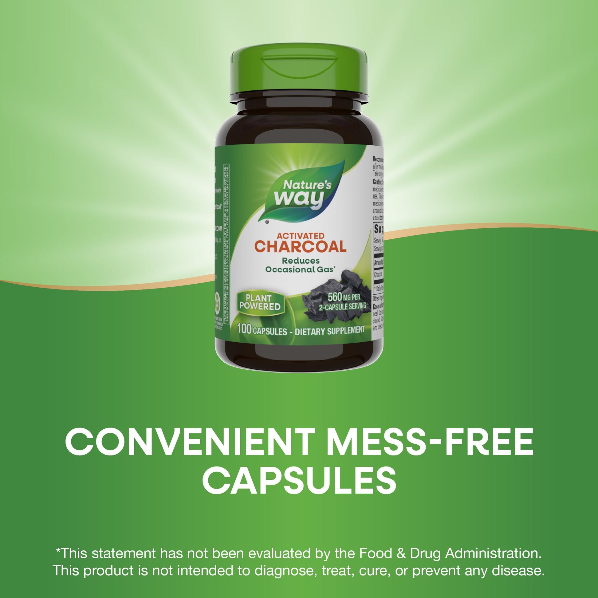 Nature's Way, Charcoal, Activated, 280 mg, 100 Capsules- image 3