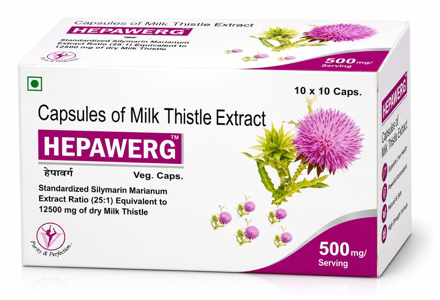 Hepawerg Milk Thistle Capsules with Silymarin for Liver Support, Detox & Cleanse | Liver Health Supplement for Fatty Liver Care, Antioxidant Protection & Daily Wellness | 30 Veg Capsules