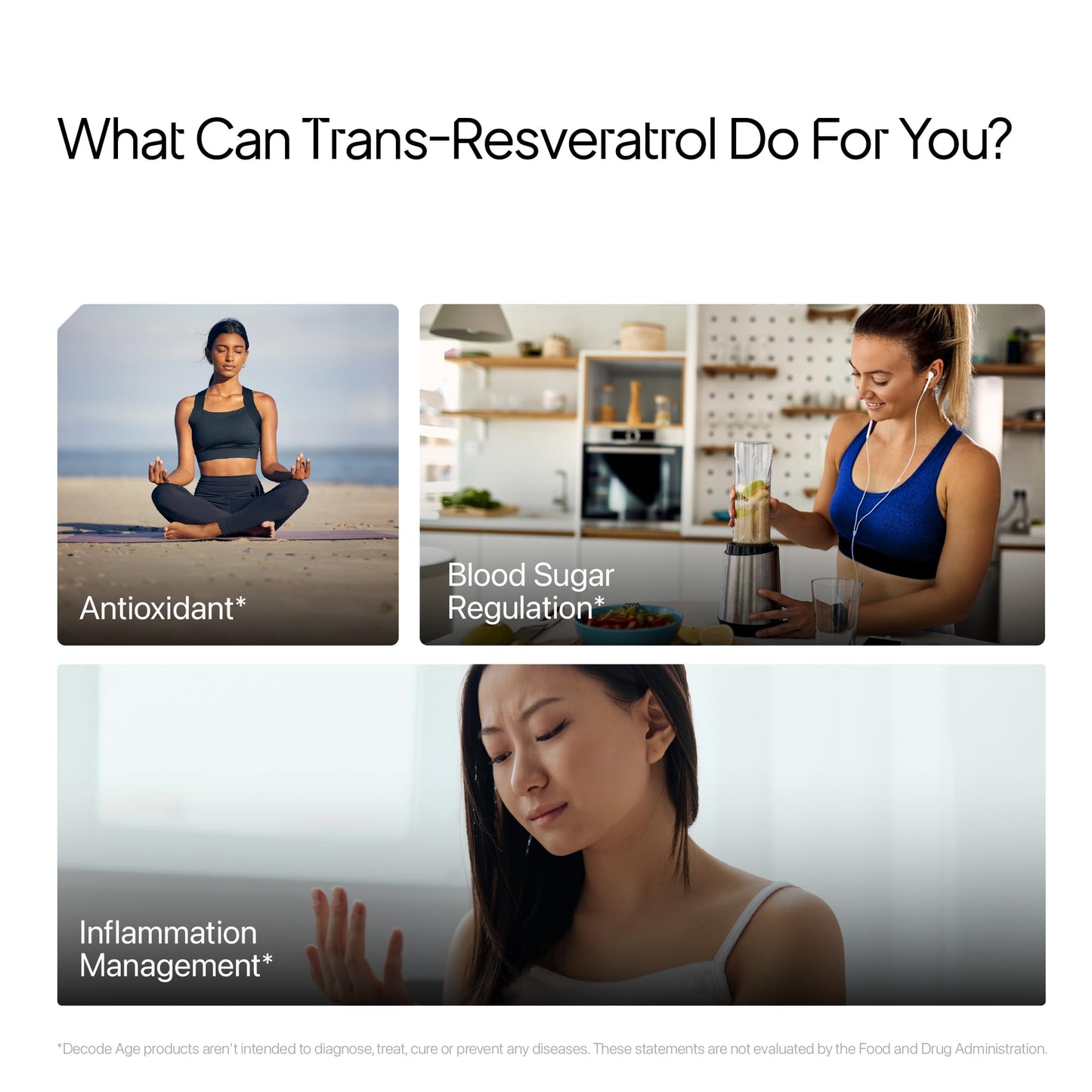 Decode Age Trans Resveratrol Supplement, Powerful Antioxidant for Anti-Ageing, Anti-Inflammatory, Metabolism & Heart Health, 500mg, 60 Veg Capsules