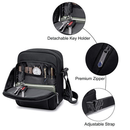 Arctic Hunter Small Sling Bag for Men Office Side Bag for 8.3" iPad Pocket A5 Size Water-resistant 1680D Polyester Messenger Shoulder Bag for Men Cross Bag for Travel Casual, Blue (Black)