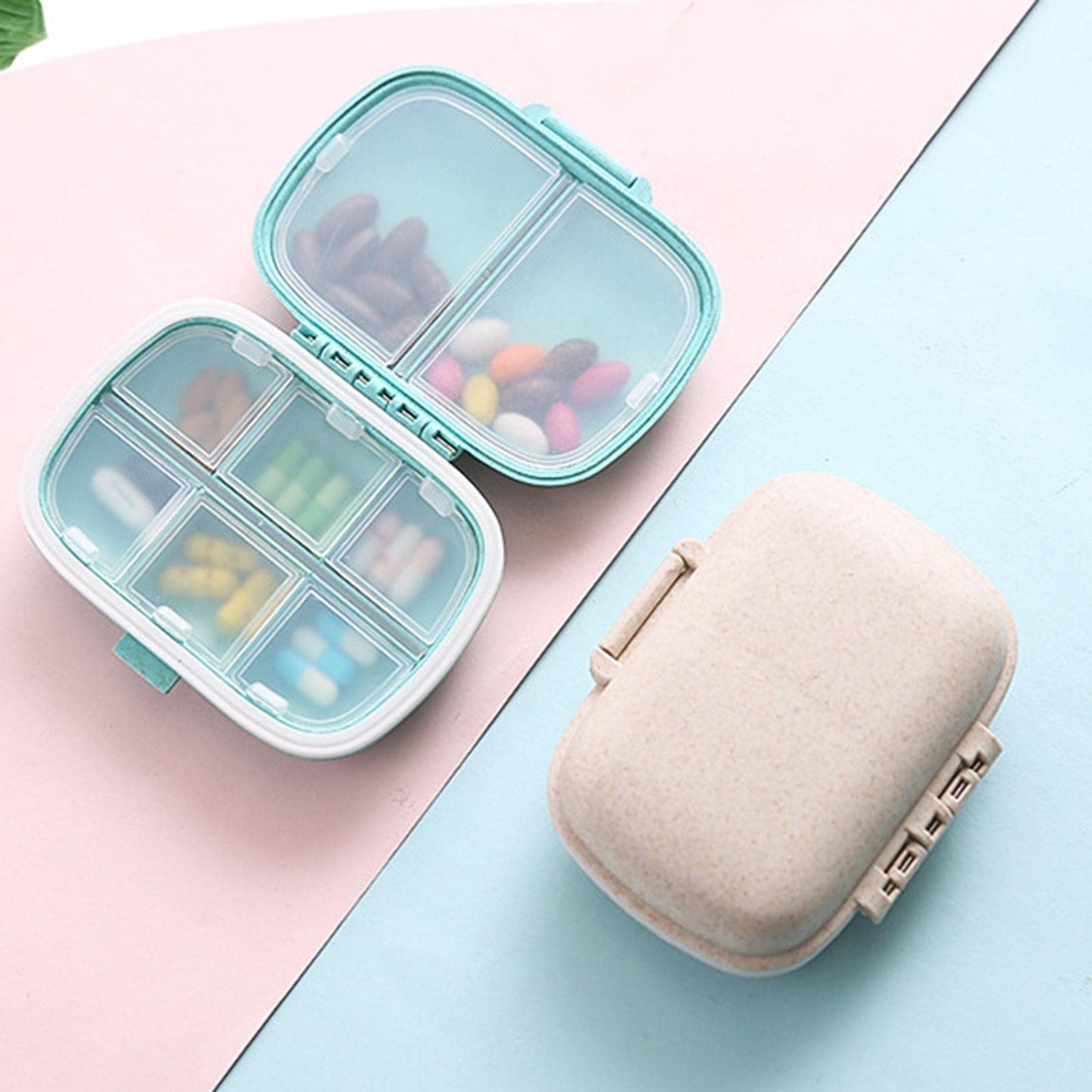 ECOMISTIQ® 2xWeekly Pill Organizer Supplements Vitamins Medication Reminder Home Beige| Boxes Cases| Health Care |Health & Beauty