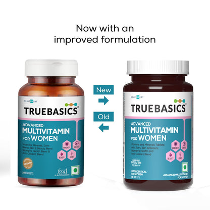 TrueBasics Advanced Multivitamin for Women (30 Tablets) | With Clinically Researched Ingredients | For Energy, Immunity and Joints, Maintains Hormonal Balance