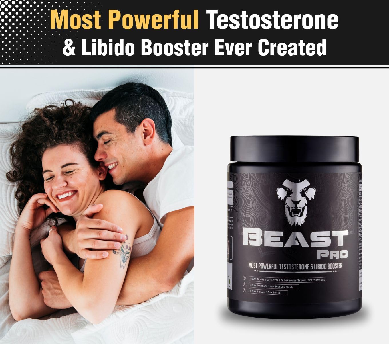 MANGO HERBS Beast Pro: Powerful Testosterone Booster for Men|Natural Libido Enhancer|Supports Strength,Stamina & Vitality|Ayurvedic Proprietary Medicine|Vegetarian,Powder,1 count,150 grams