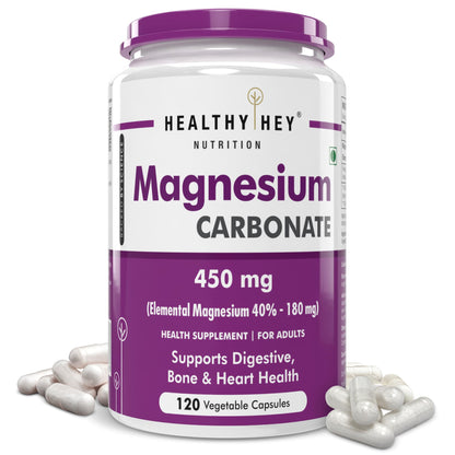 HealthyHey Nutrition Magnesium Carbonate 450mg - 120 Vegetable Capsules