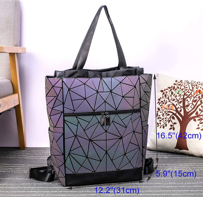 Aeoss Women's Reflective Holographic Color Changing Geometric Lattice Travel Backpack with Laptop Compartment, Black