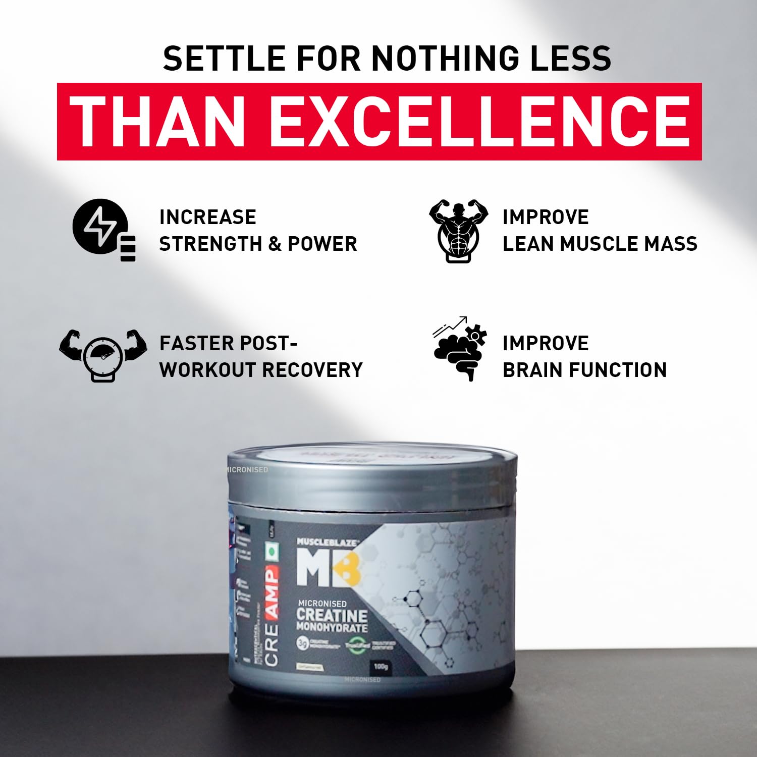 MuscleBlaze Creatine Monohydrate CreAMP™ Powder (Unflavoured, 32 Servin- image 8