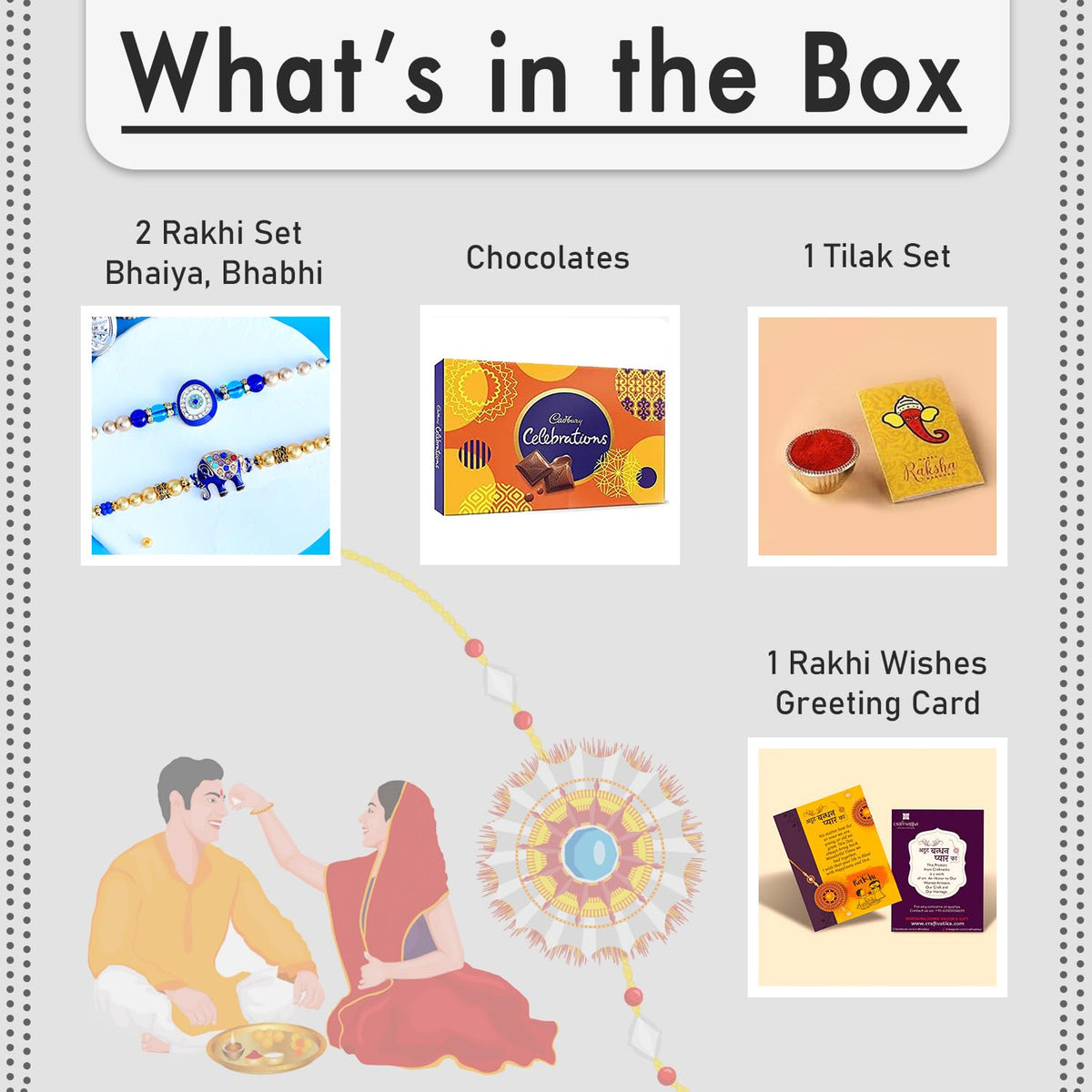 Rakhi Gift for Brother with Chocolates Gift Combo | Premium Rakhis with Chocolates and Roli Chawal Tika | Rakhi for Brother with Gift Hamper (Combo-2)