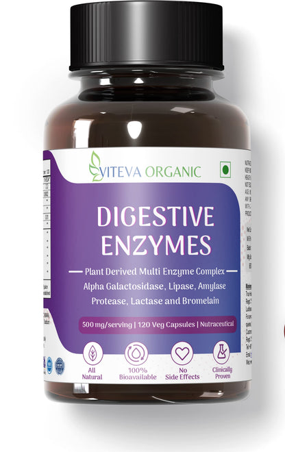 Viteva Organic Digestive Enzymes 500mg – 120 Veg Caps