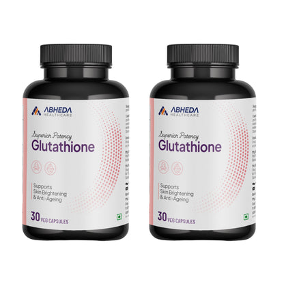 ABHEDA HEALTHCARE L-Glutathione 500mg - 30 Capsules - With Vitamin C and E | Advanced Antioxidant for Skin Brightening, Detoxification, and Immune Support (Pack Of 2)