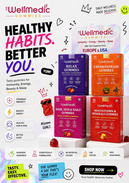 TheWellMedic Multivitamin & Minerals Gummies – 28 Essential Nutrients | Immune, Energy & Bone Support |Formulated with USA & Europe Technical Expertise|Lemon & Strawberry Flavour | 15 Gummies