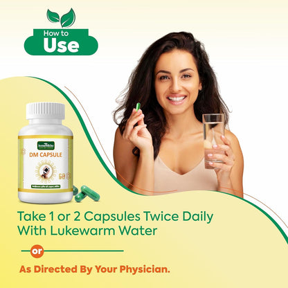 Jeena Sikho DM Capsules For Diabic Care | Herbal Capsules For Sugar | No Added Sugar or Harsh Additives | Contains Karela, Jamun, Paneer Phool | Improves Digestion And Wellbeing, 60 Capsules