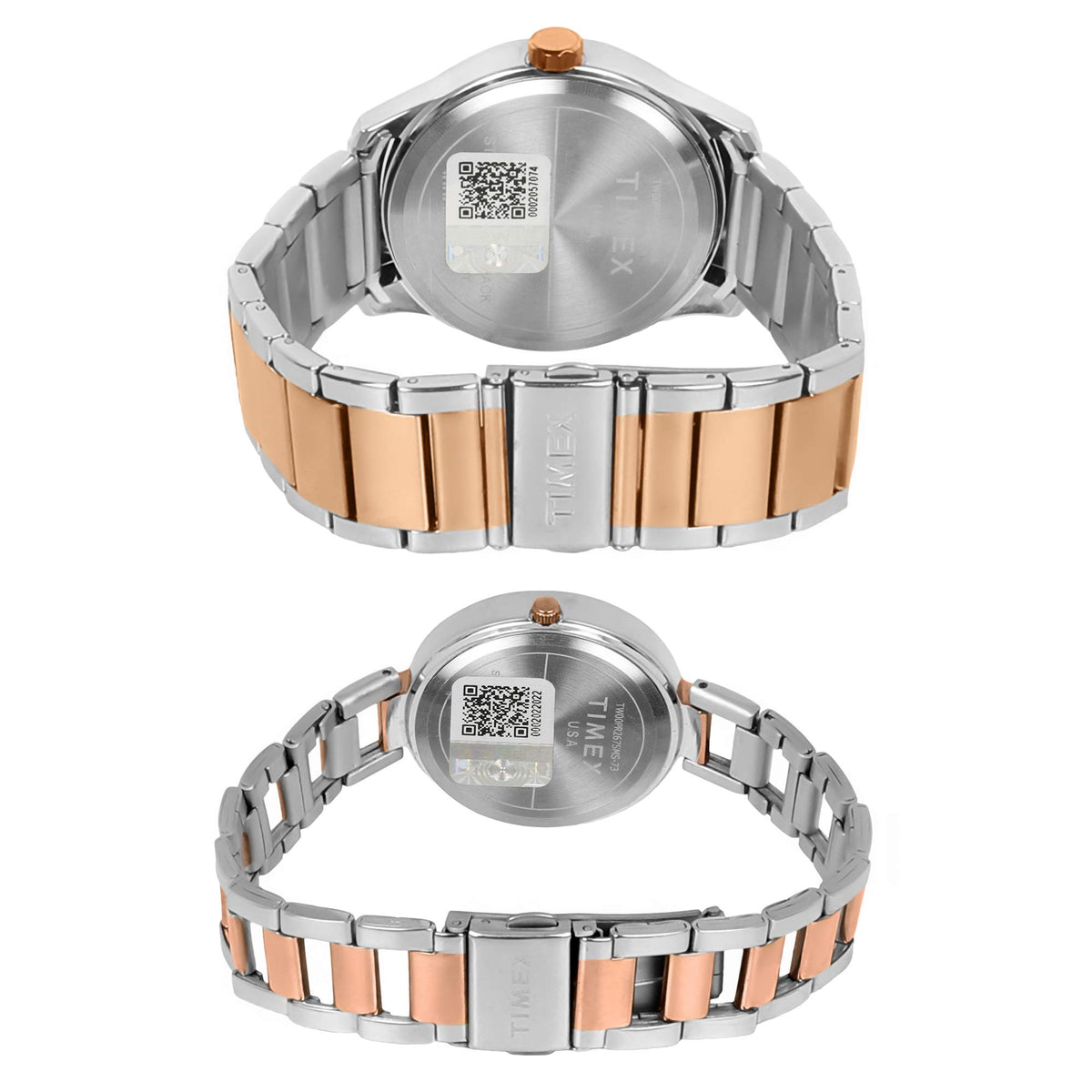 TIMEX Empera Analog Watch for Unisex with Blue Round Dial & Two Tone Stainless Steel Bracelet Band Water Resistant Unisex Wrist Watches - TW00PR267