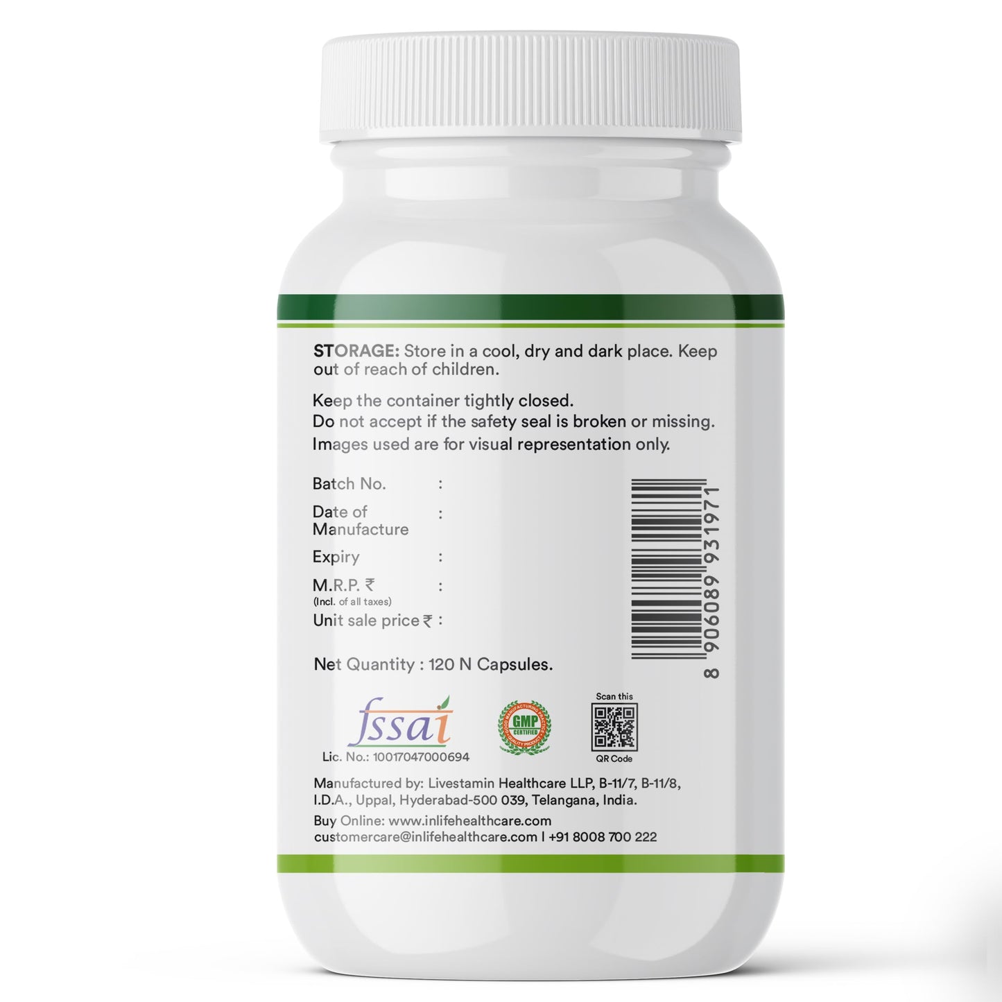 INLIFE Magnesium Glycinate Supplement 1100mg (Elemental Magnesium 242mg) with Zinc 10mg (as Zinc Picolinate) Per Serving, Relaxation & Healthy Muscle Function - 120 Capsules (Pack of 1, 120, count)