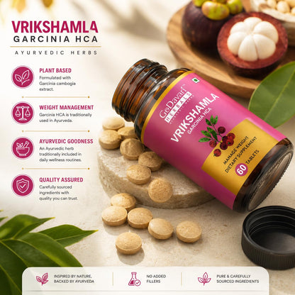GoDavari Herbals Vrikshamla Garcinia HCA Tablets, Weight Management Dietary Supplement Non-GMO, 60 Tablets