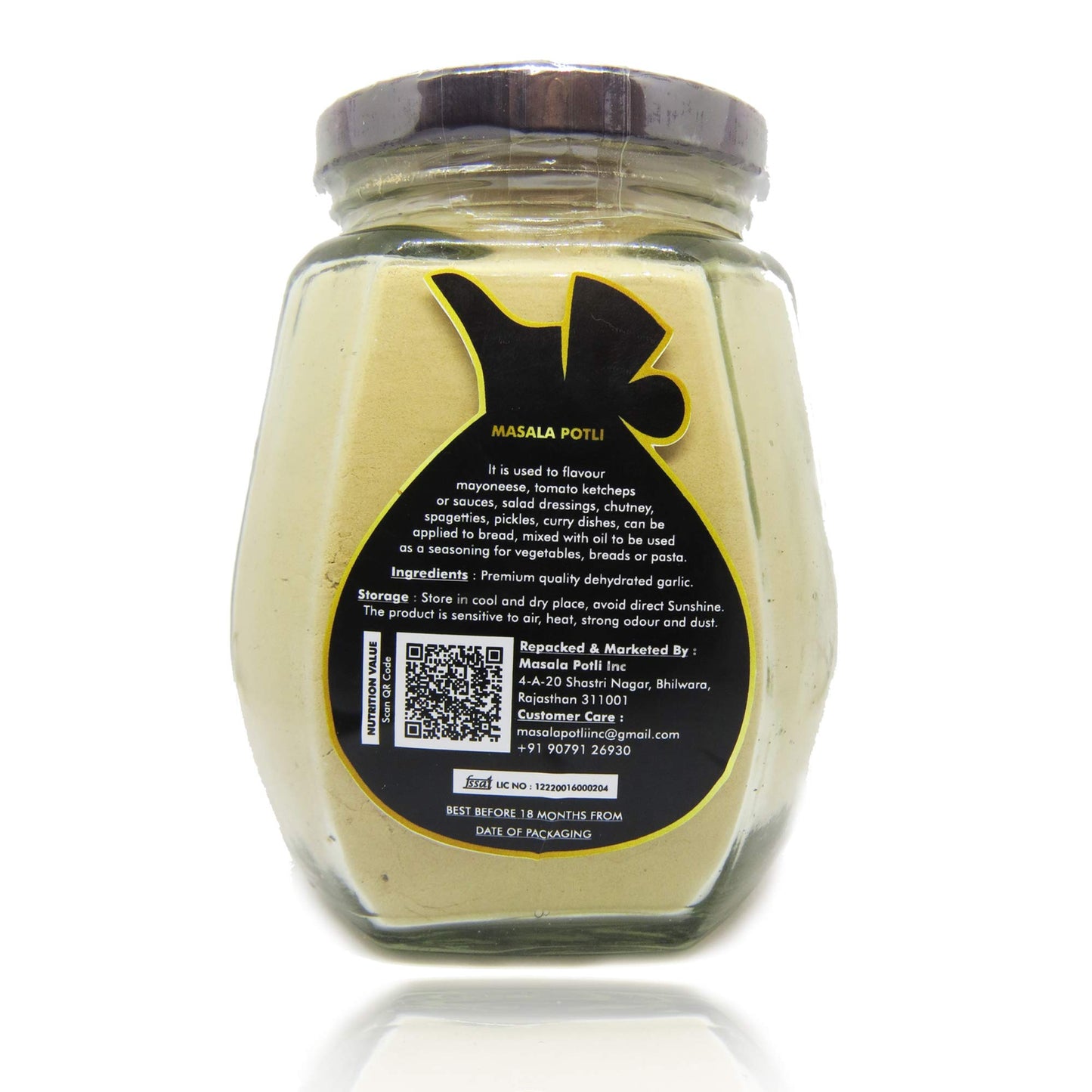 MASALA POTLI's Pure Garlic Powder 200g - Dehydrated Lahsun Powder | Natural Spice for Cooking | No Additives | PET Jar