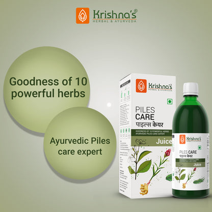 KRISHNA'S HERBAL & AYURVEDA Piles Care Juice - 1000 Ml, Ayurvedic Piles Care Expert, Goodness Of Chitrak Mool, Bachh, Kutaj, Bilav & 6 Other Herbs