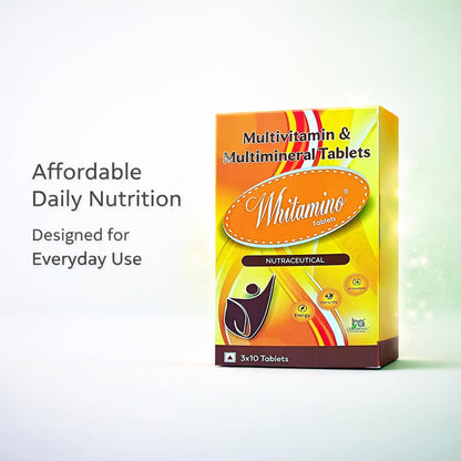 Whitamino Multivitamin Tablets for Men & Women | Daily Energy, Immunity & Wellness Support | Essential Vitamins & Minerals | 10 Tablets