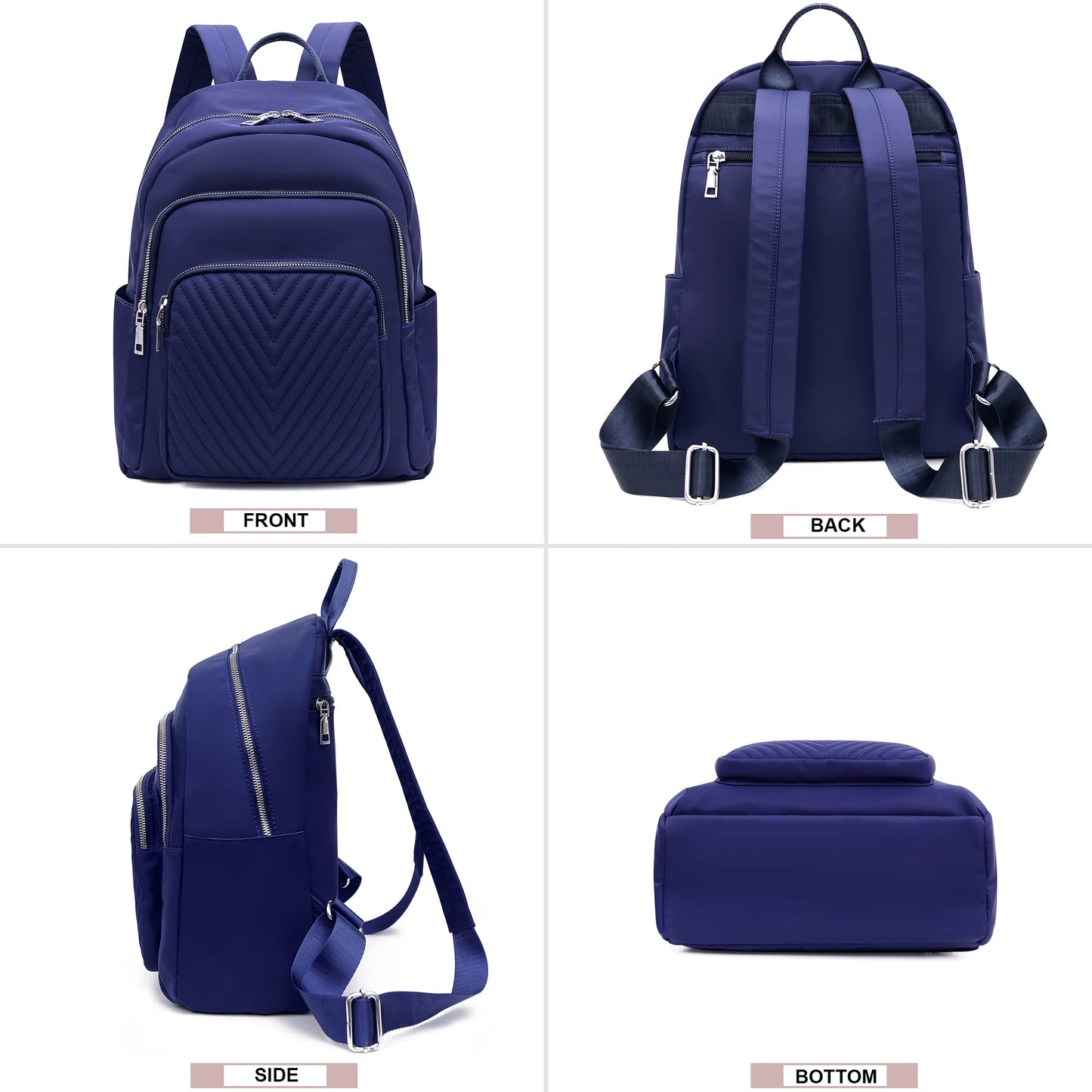 BMVMB Nylon Women Backpacks Casual Lightweight Strong Small Backpacks Fashion Rucksack Daypack for Women Lade Girl Teenager Blue, One Size