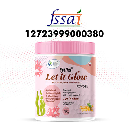 Fytika Let It Glow 200G Each (Pineapple, Pack of 3) Marine Collagen Supplement for Men & Women|L- Glutathione, Vitamin C, Sesbania Agati Extract|Promotes Healthy Skin, Hairs and Nails