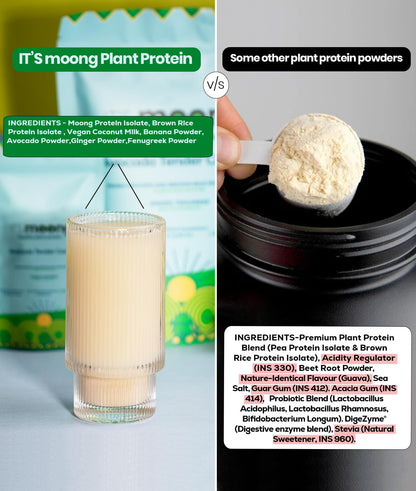It's Moong Mung Bean & Brown Rice Isolate Plant Protein Powder for Men & Women |24g per serve 4.7g BCAA| Avocado Tender Coconut | 1 kg, 500g each pack of 2 |Sprouted Plant Protein| Plant Based Protein