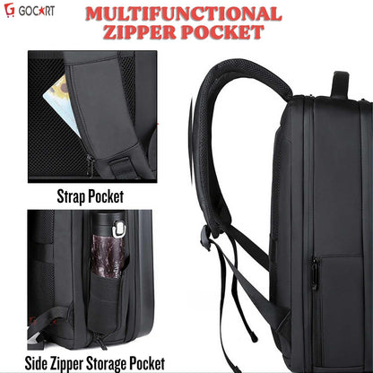 GOCART WITH G LOGO Hard Shell Business Computer Laptop Storage Backpack for Men and Women (Black)