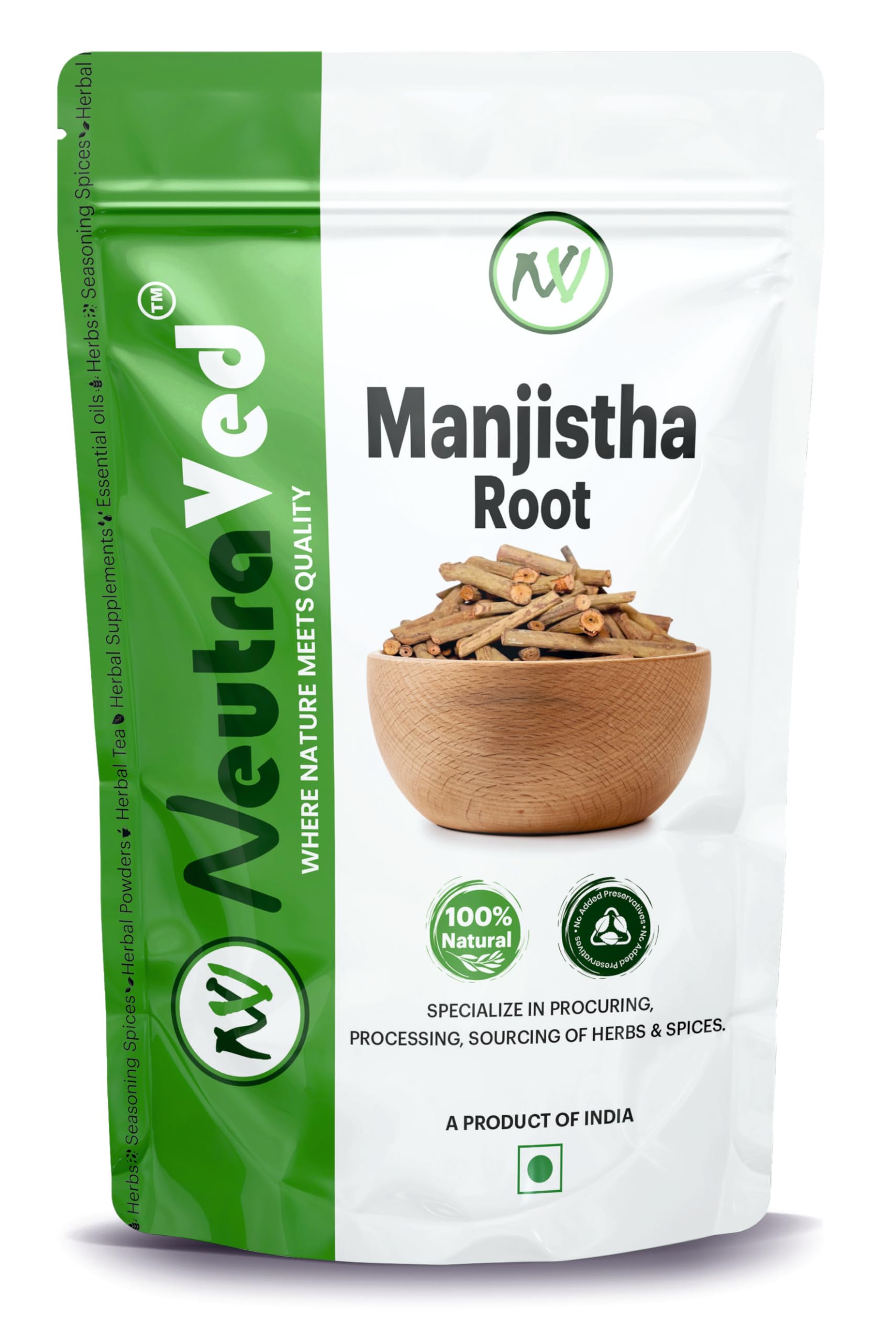 NeutraVed Manjistha Root - 100g, Organic Indian Madder, for Eating also Face and