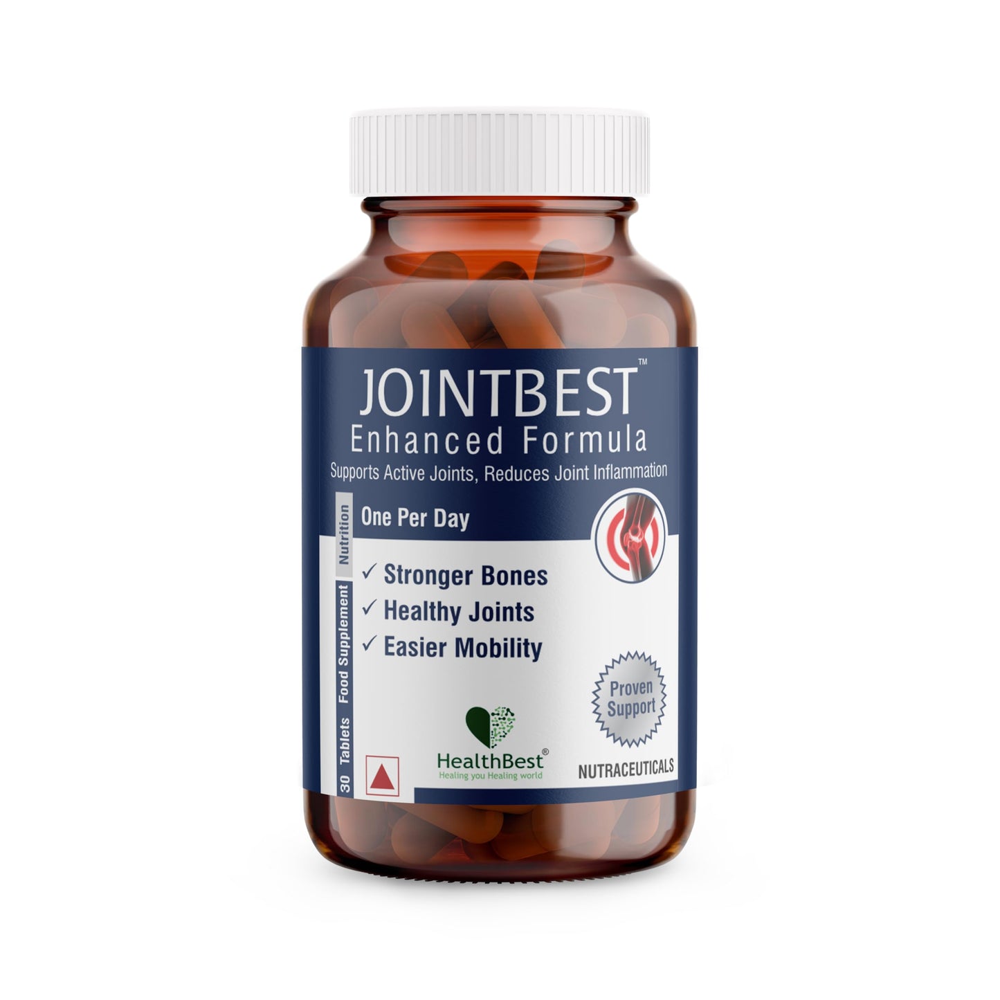HealthBest Joint Support Tablets for Men and Women, 30 Count – Supplement with Glucosamine, Chondroitin, OptiMSM, Vitamin C, D3, Zinc and Folic Acid – Supports Mobility and Flexibility